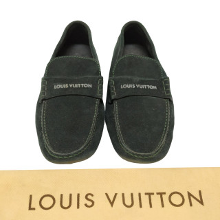 Louis Vuitton Dark Green Suede Loafers