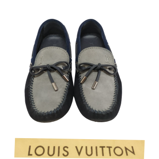 Louis Vuitton Navy Blue Monogram Embossed Suede Gloria Loafers