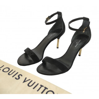 Louis Vuitton Black Leather Open Toe Heels