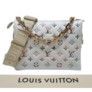 Louis Vuitton Floral Pattern Monogram Coussin PM White Leather Bag