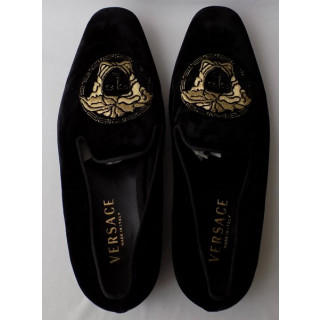 Versace Medusa Embroidered Velvet Slipper Upscale Hype Loafer Men Drive Shoes