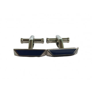 Montblanc Stainless Steel and Blue Laquer Cufflinks