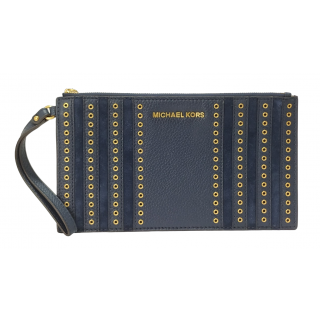 Michael Kors Grommets Suede and Leather Wristlet