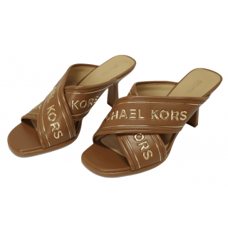 Michael Kors Gideon Brown Leather Mules Heels