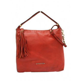 Michael Kors Red Leather Bedford Tassel Hobo Bag