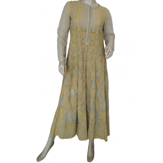 Manish Gupta Yellow & Grey Embroidery Dress