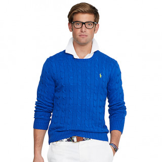 Polo Ralph Lauren Blue Long Sleeve Cable Knit Cashmere Sweater