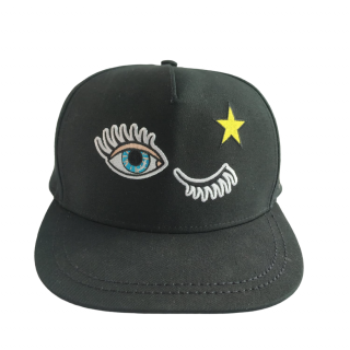 Philipp Plein Black Cotton Star Eye Cap