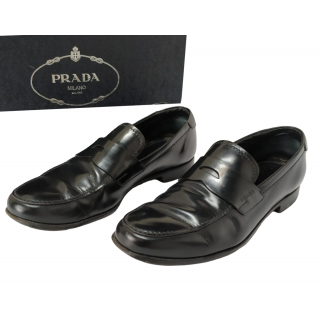 Prada Black Leather Dress Loafers