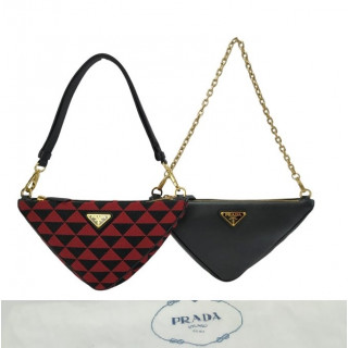 Prada Double Symbole Triangle Bag Leather And Jacquard