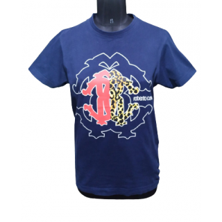 Roberto Cavalli Men FST611 JD061-04500 Blue Navy T-shirt