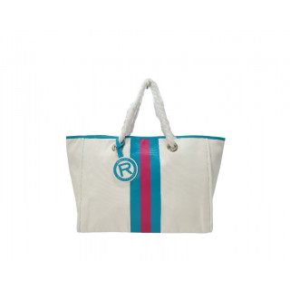 Ralph Lauren White With Blue And Pink Stripes Tote Bag