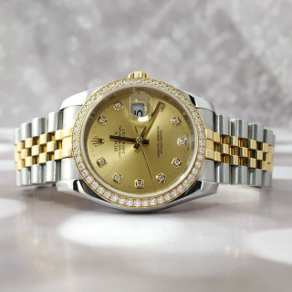 Rolex Datejust 36 Diamond Dial Stainless Steel & Gold Watch 