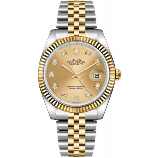 Rolex Datejust 36 Champagne Diamond Dial Watch 
