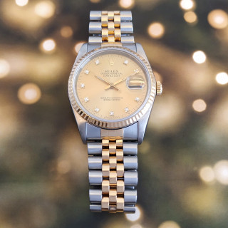 Rolex Datejust 36 Champagne Diamond Dial Watch