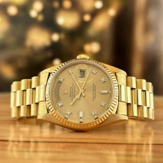 Rolex Day-Date 36 Gold President Diamond Champagne Dial