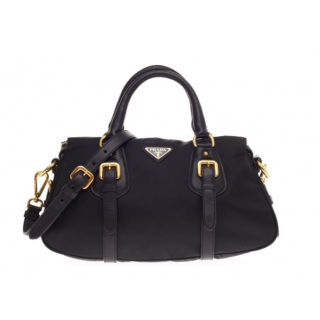 Prada Convertible Belted Satchel Leather and Tessuto