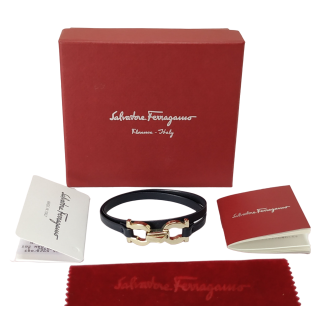 Salvatore Ferragamo Gancini Leather Wrap Around Bracelet