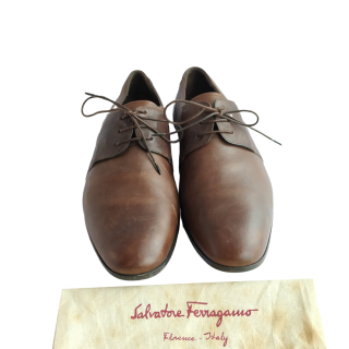 Salvatore Ferragamo Men Leather Lace Up Oxford Shoes