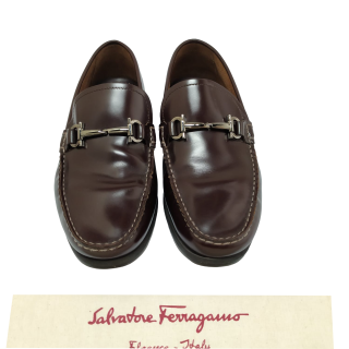 Salvatore Ferragamo Chocolate Brown Leather Parigi Gancini Bit Loafers