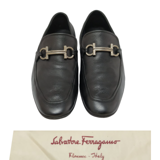 Salvatore Ferragamo Black Leather Gancini Bit Loafers