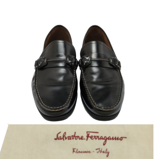 Salvatore Ferragamo Black Leather Driving Loafers