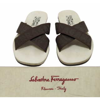 Salvatore Ferragamo Logo-Jacquard Crossover Strap Sandals
