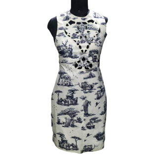Carven White Safari-print linen and cotton-blend Dress