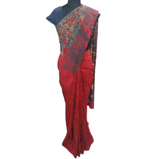 Satya Paul Red Floral Saree with Blouse
