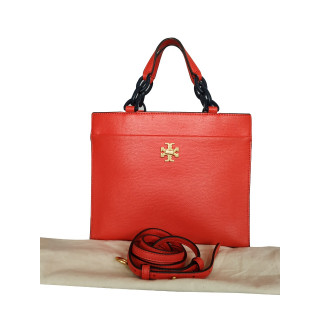Tory Burch Kira Small Poppy Red Leather Crossbody Tote