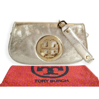 Tory Burch Metallic Gold Logo Clutch