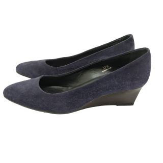 Tods Blue Suede Wedge Pumps
