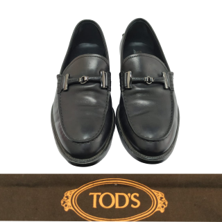 Tods Black Leather Bit Loafer