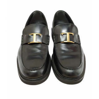 Tods Black Leather Loafers