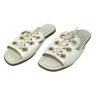 Tods White Leather Sandals