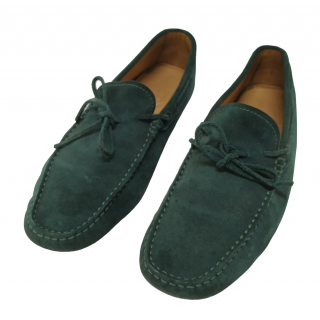 Tods Green Suede Leather Laccetto Knot Driver Loafer