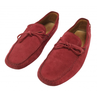 Tods Red Suede Leather Laccetto Knot Driver Loafer