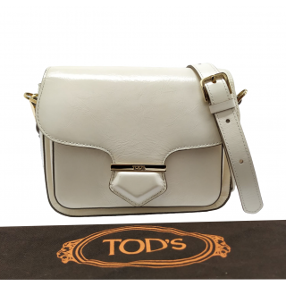Tods White Leather Military Crossbody Bag