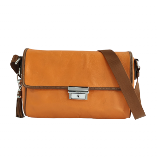 Tumi Orange Leather Messenger Bag