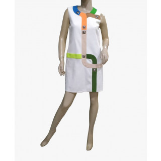 Peter Pilotto White w/Multicolor Stripe Trim Sleeveless Dress 