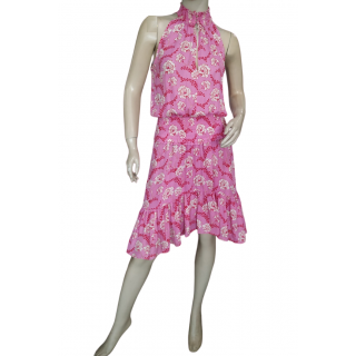 A.L.C Cody Pink Floral Silk Midi Length Dress