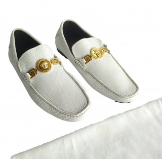 Versace White Leather Loafers 