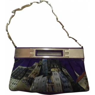 Versace City Print & Purple Detail Evening Bag