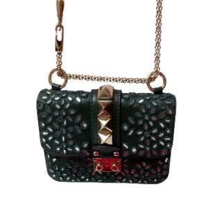 Valentino Rockstud Lock Crystal Embellished Chain Bag