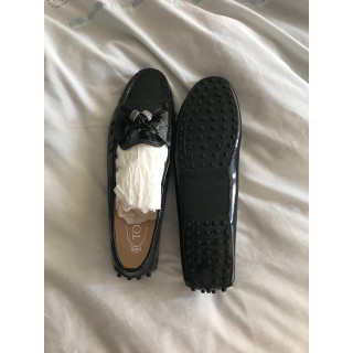 Tods Black Patent Leather Loafers Flats