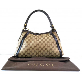 Gucci GG Canvas Leather Trim Scarlett Hobo Bag	