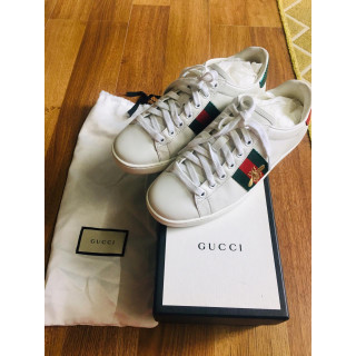 Gucci White Web Bee New Ace Low-Top Sneakers