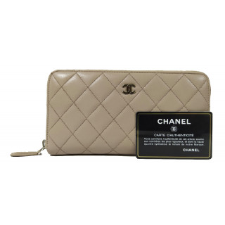 Chanel Lambskin Quilted Long Zip Wallet