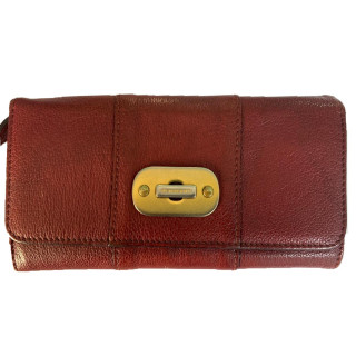 Burberry Red Leather Women Wallet