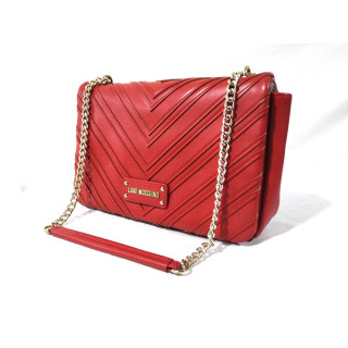 Moschino Red Chevron Faux-leather Medium Shoulder Bag